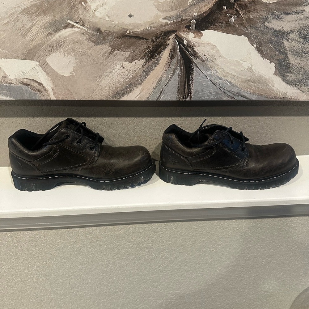 Dr. Martens Black Oxfords with Sturdy Sole and Smooth Finish